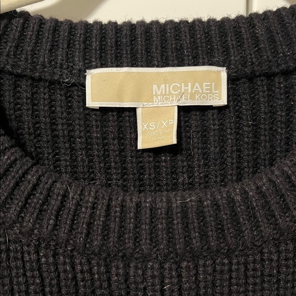 NWOT Michael Kors Wool Black Oversized Ribbed Sweater Side Slits, Size XS fits M - Picture 2 of 10